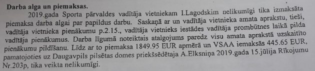 Аудит в Управлении спорта: И. Лагодскому незаконно выплачено почти 2 тыс. евро